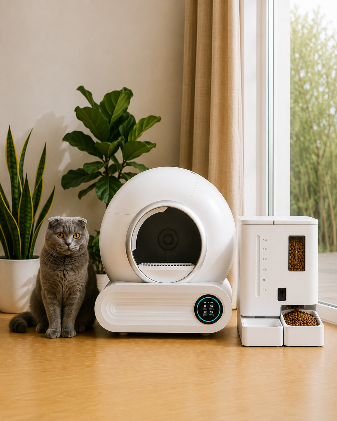 PetMaison Complete Care - Box + Duo — set with automatic litter box and double feeder